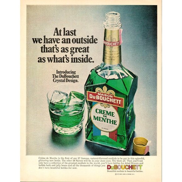 1972 Creme de Menthe Vintage Print Ad DuBouchett The Crystal Design (L1) - Picture 1 of 3
